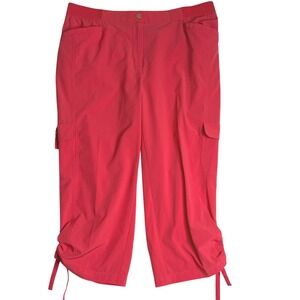 Chico's Zenergy Neema Cargo Crop Pants Red Tie Cinch Hem Womens Size 2 US‎ 12